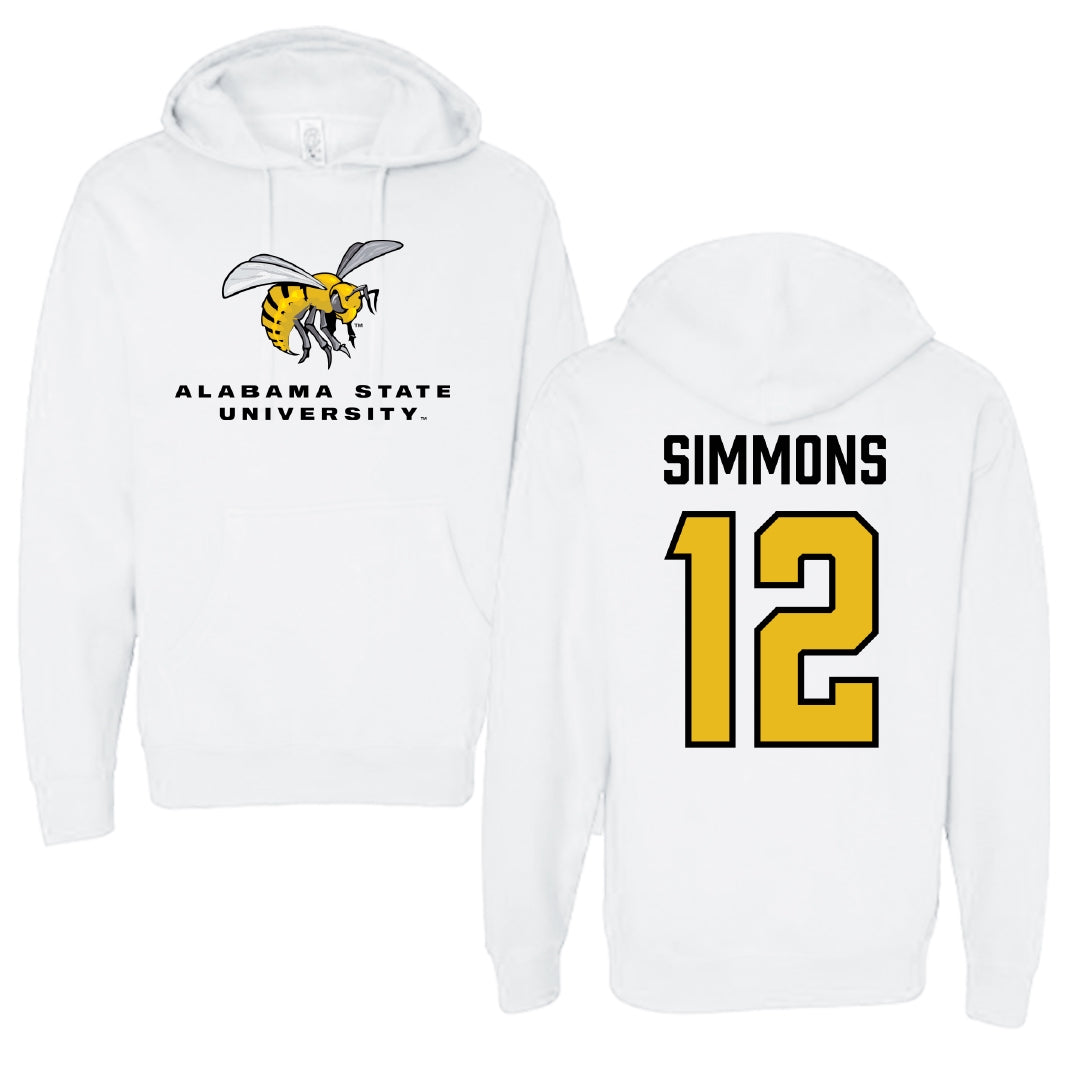 Alabama State University Soccer White Block Hoodie - #12 Kensley Simmons