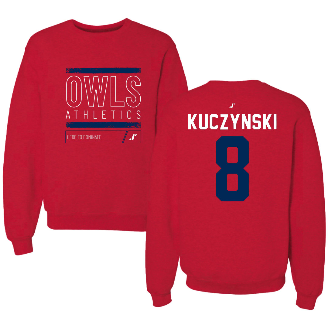 Florida Atlantic University Softball Red Dominate Crewneck - #8 Brooke Kuczynski