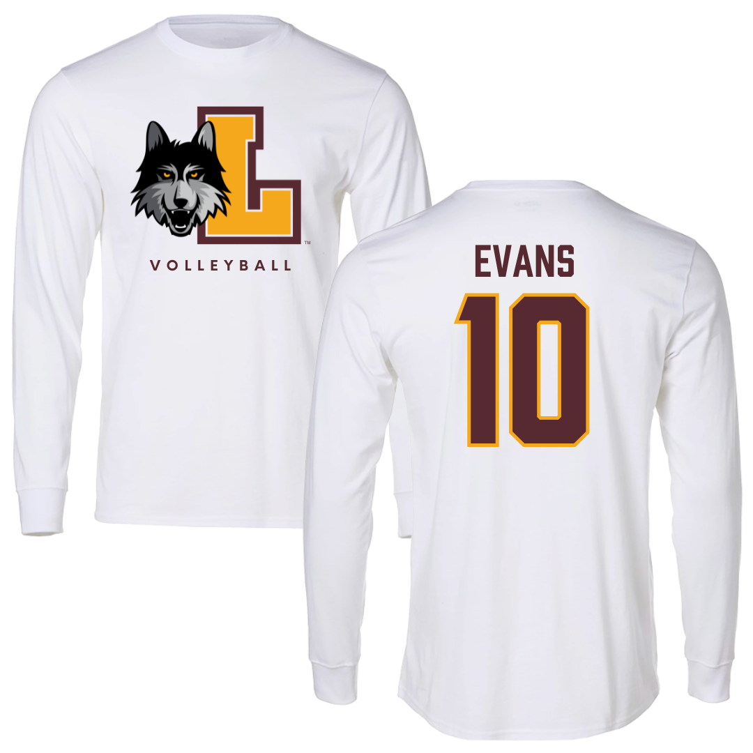 Loyola University-Chicago Volleyball White Mascot Long Sleeve - #10 Cooper Evans