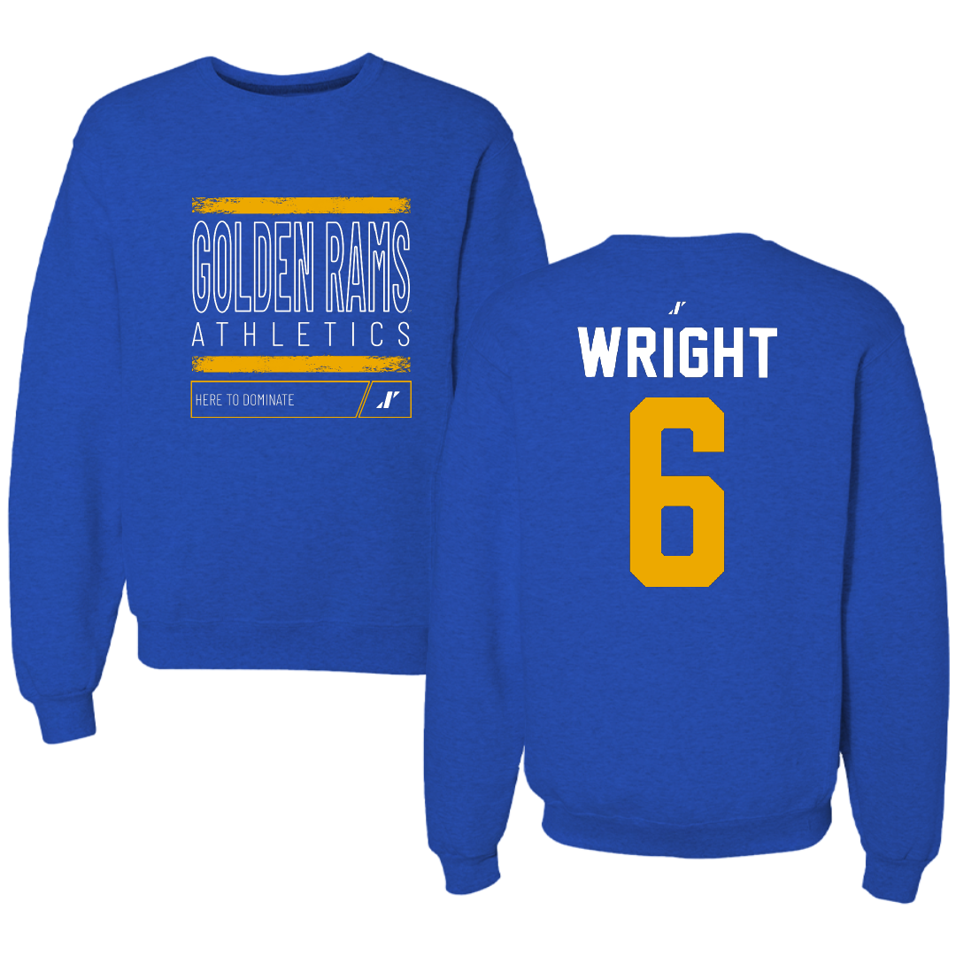 Albany State University Baseball Blue Dominate Crewneck - #6 Quindon Wright