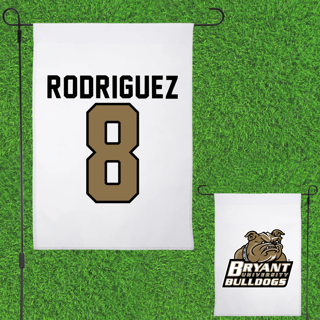 Bryant University Soccer White Garden Flag - #8 Diego Rodriguez