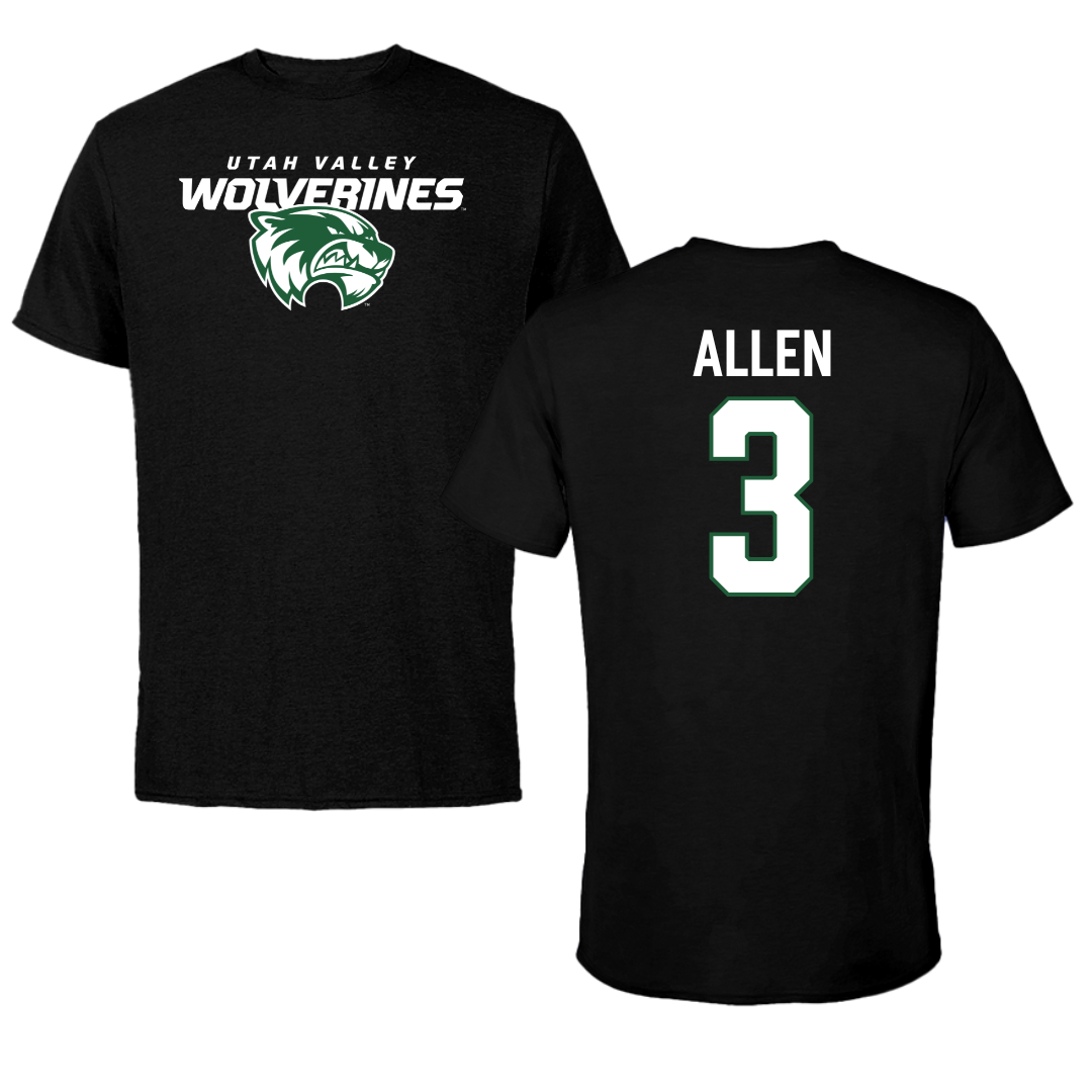 Utah Valley University Basketball Black Wolverines Performance Tee - #3 Drake Allen