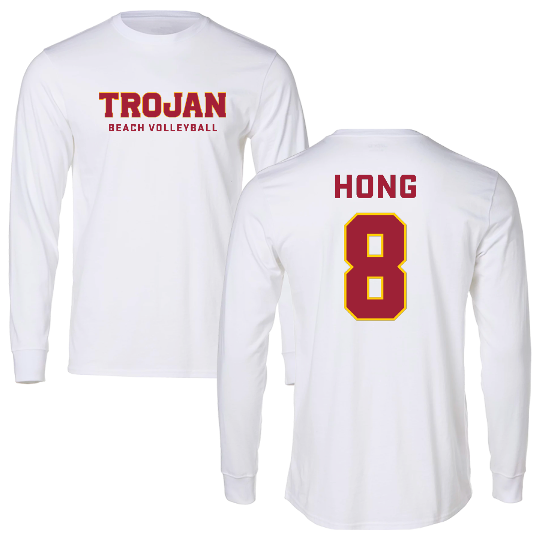 University of Southern California Beach Volleyball White Long Sleeve - #8 Grace Hong