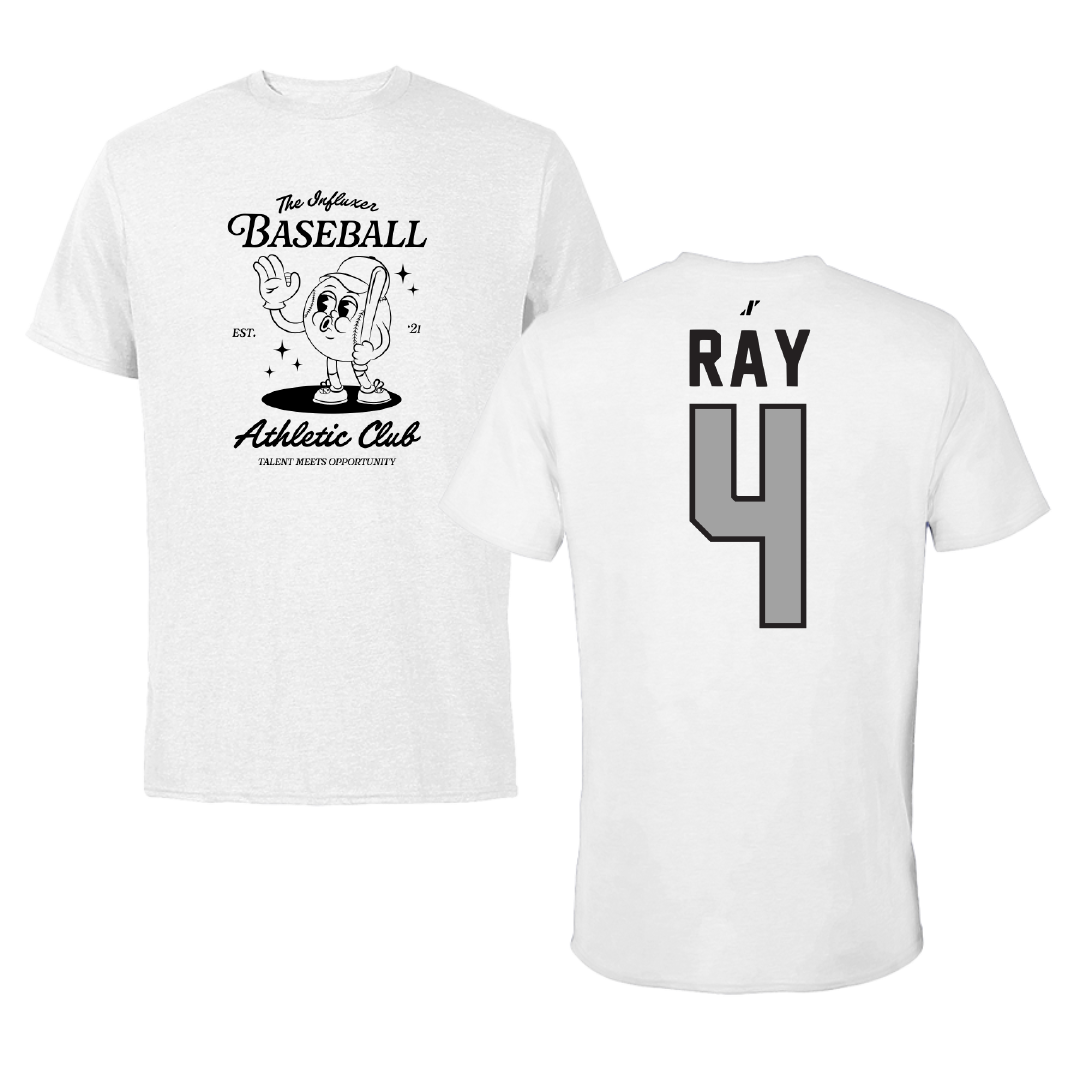 Baseball White Influxer Athletic Club Tee - #4 Luke Ray