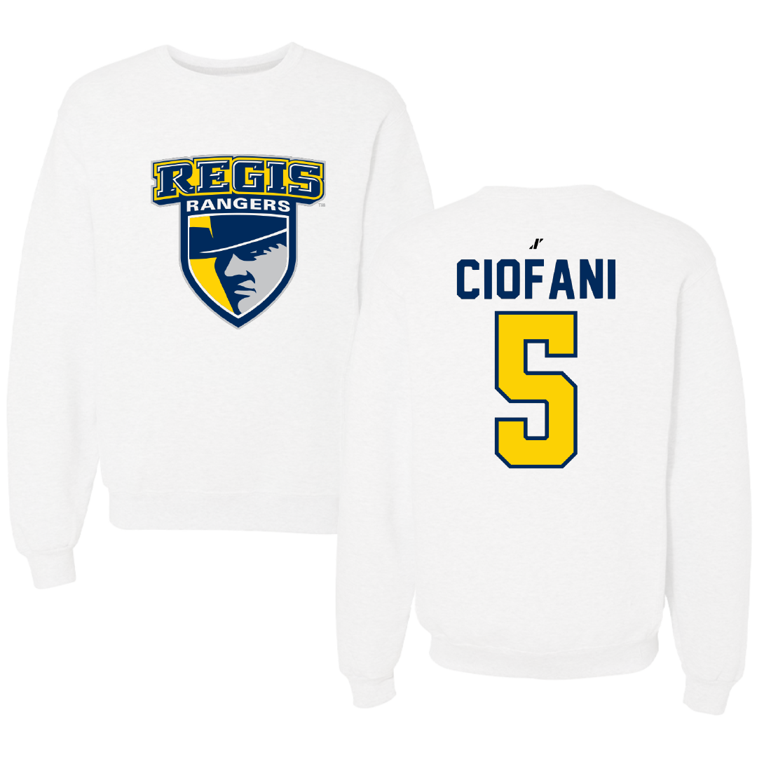 Regis University (Colorado) Soccer White Crewneck - #5 Cristina Ciofani