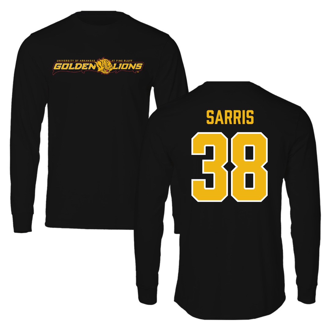 University of Arkansas-Pine Bluff Football Black Performance Long Sleeve - #38 Dean Sarris
