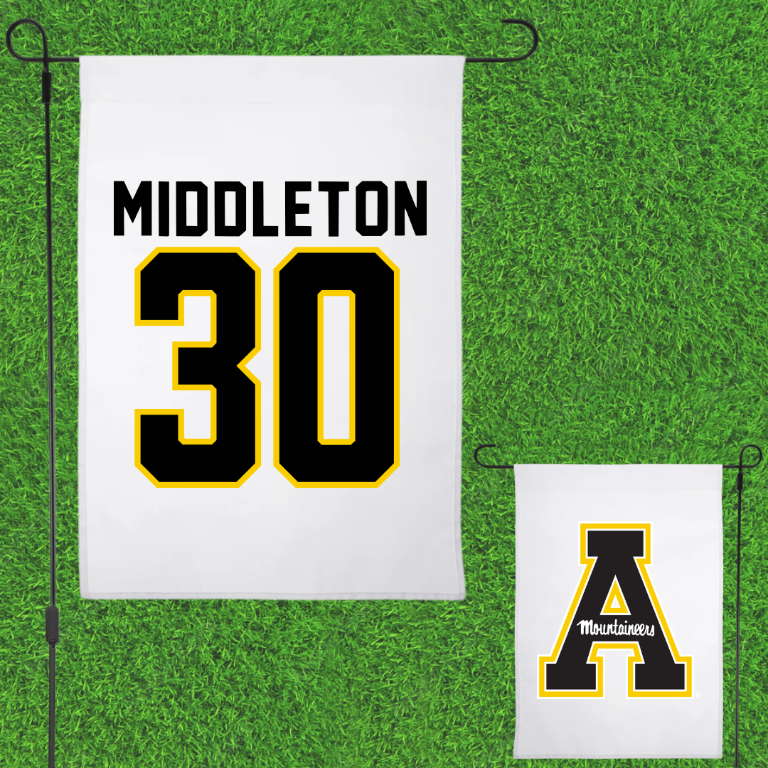 Appalachian State University Baseball White Garden Flag - #30 Mason Middleton