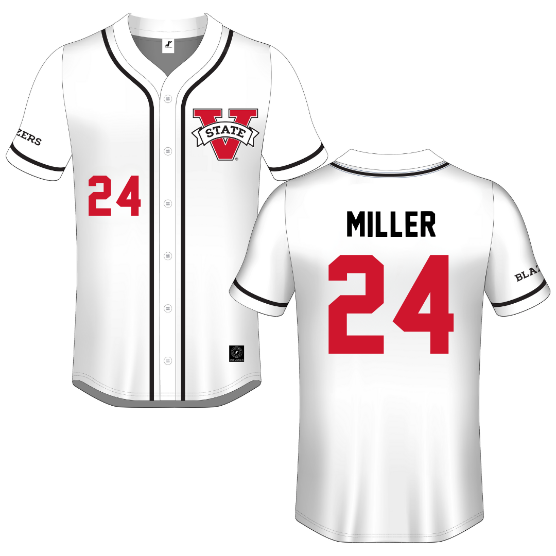 Valdosta State University White Button-Down Jersey - #24 Sebastian Miller