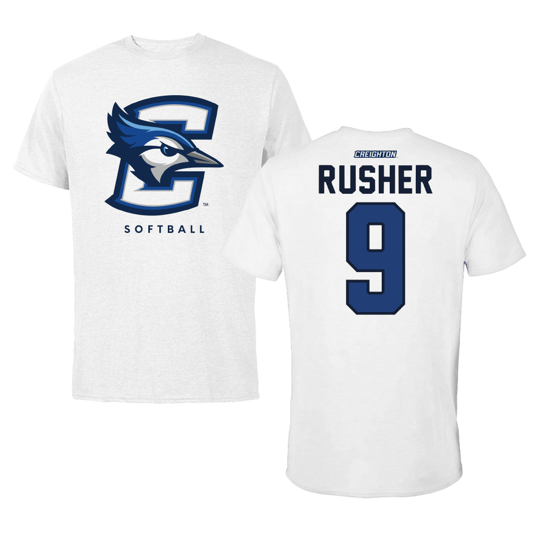 Creighton University Softball White Tee - #9 Abby Rusher