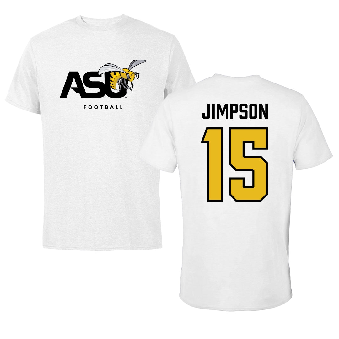 Alabama State University Football White ASU Tee - #15 Zuriel Jimpson