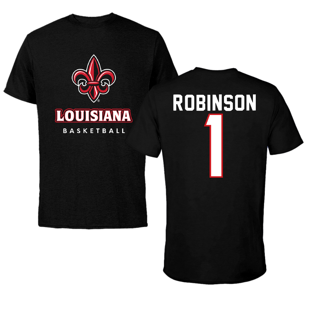 University of Louisiana at Lafayette Basketball Black Performance Tee - #1 Tamiah Robinson