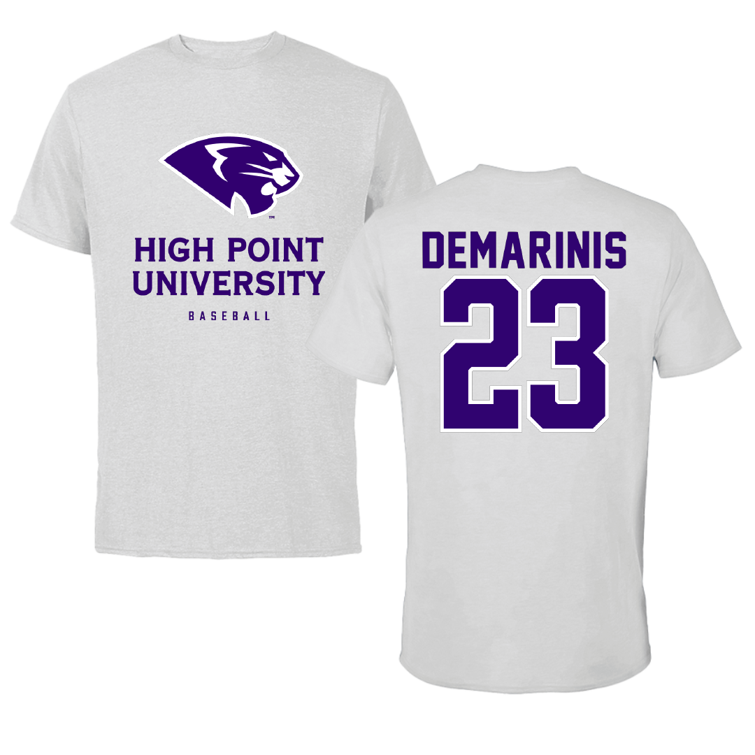 High Point University Baseball Light Gray Tee - #23 Rocco DeMarinis
