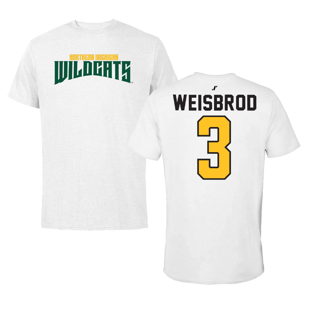 Northern Michigan University Basketball White Classic Performance Tee - #3 Max Weisbrod