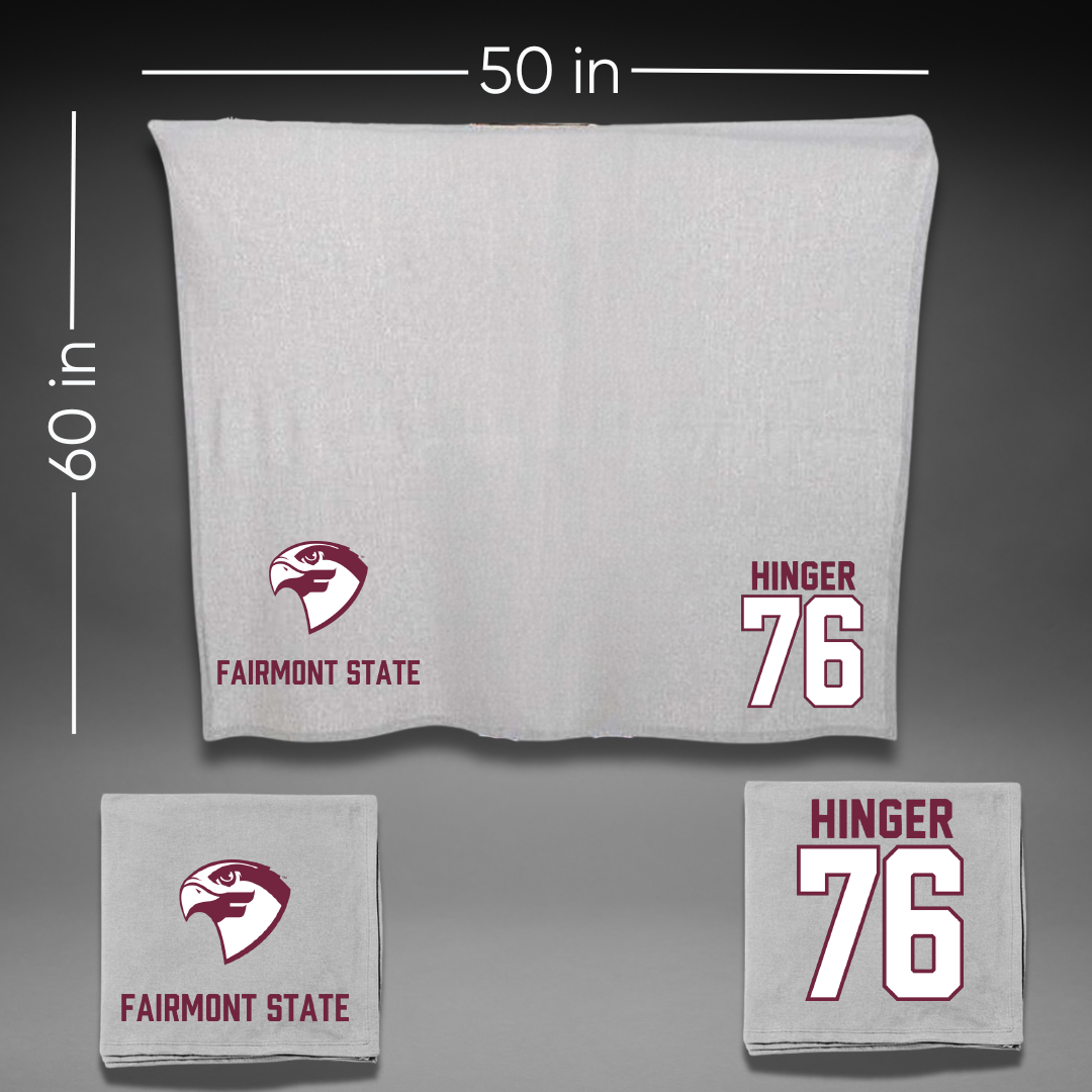 Fairmont State University Football Gray Blanket - #76 Malachi Hinger