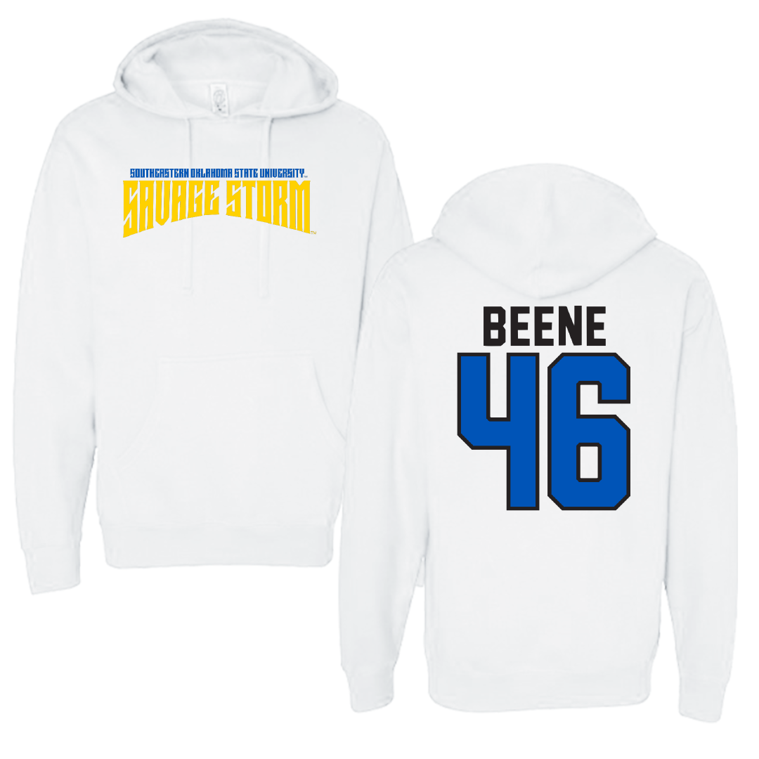 Southeastern Oklahoma State University Baseball White Classic Hoodie - #46 Jaxon Beene