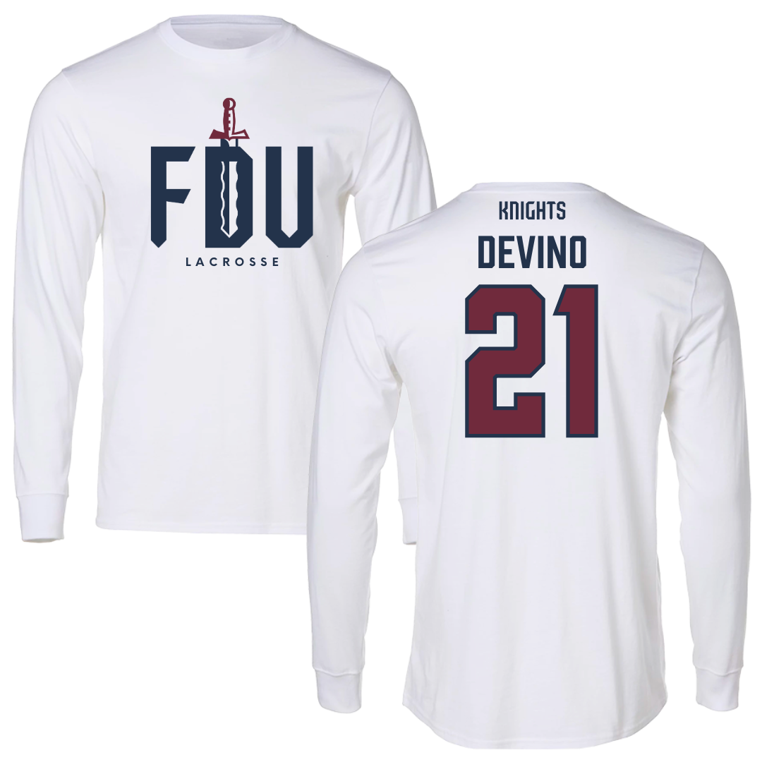 Fairleigh Dickinson University-Metropolitan Campus Lacrosse White Long Sleeve - #21 Mia Devino