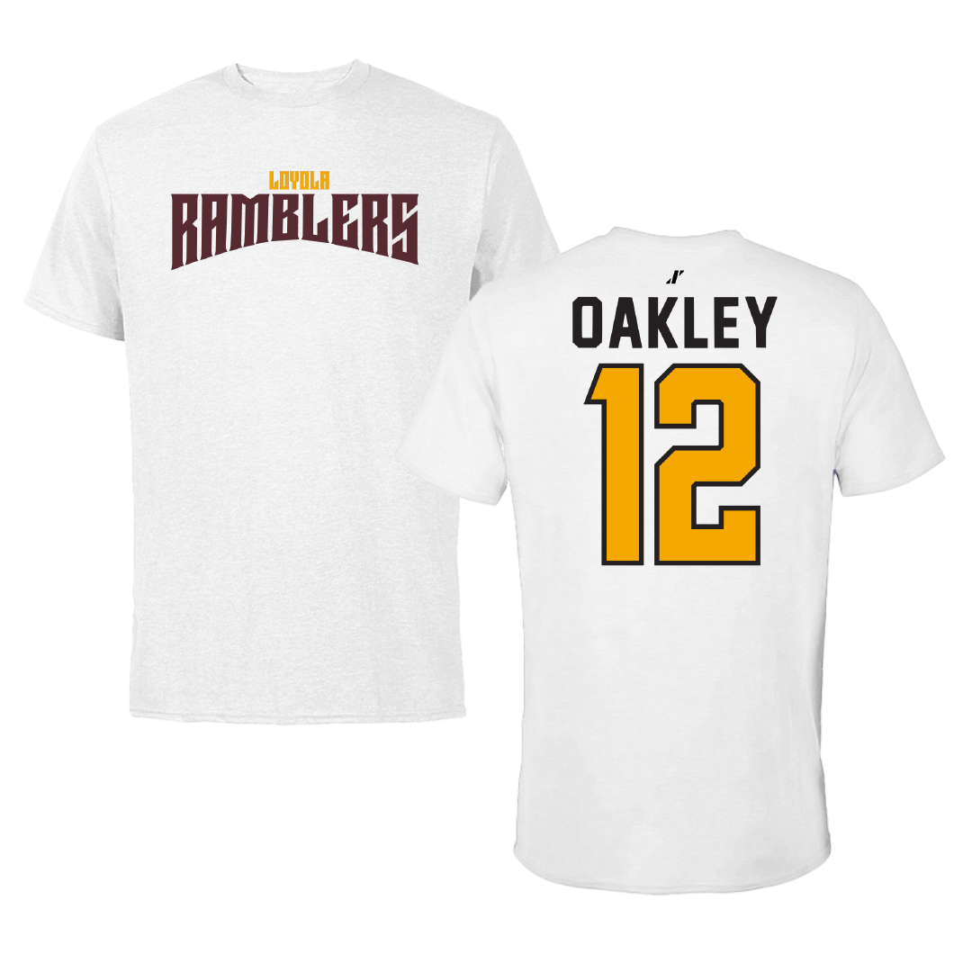 Loyola University-Chicago Volleyball White Classic Performance Tee - #12 Matt Oakley