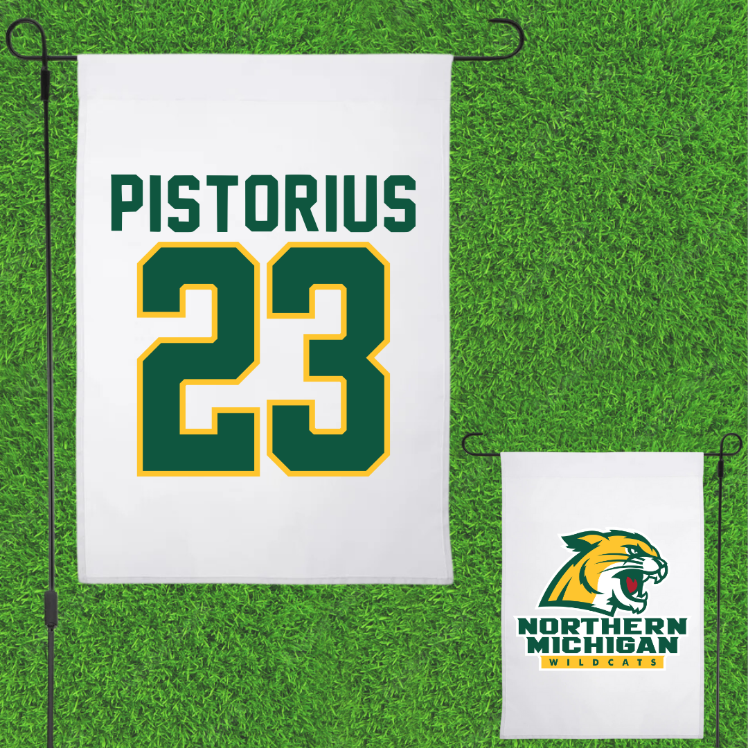 Northern Michigan University Soccer White Garden Flag - #23 Molly Pistorius