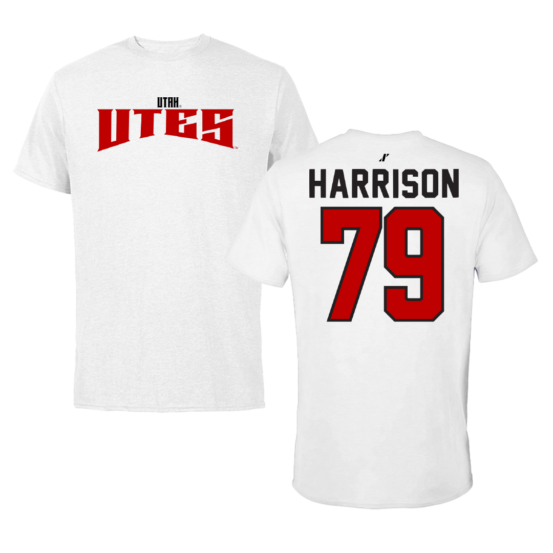 University of Utah Football White Classic Tee - #79 Alex Harrison
