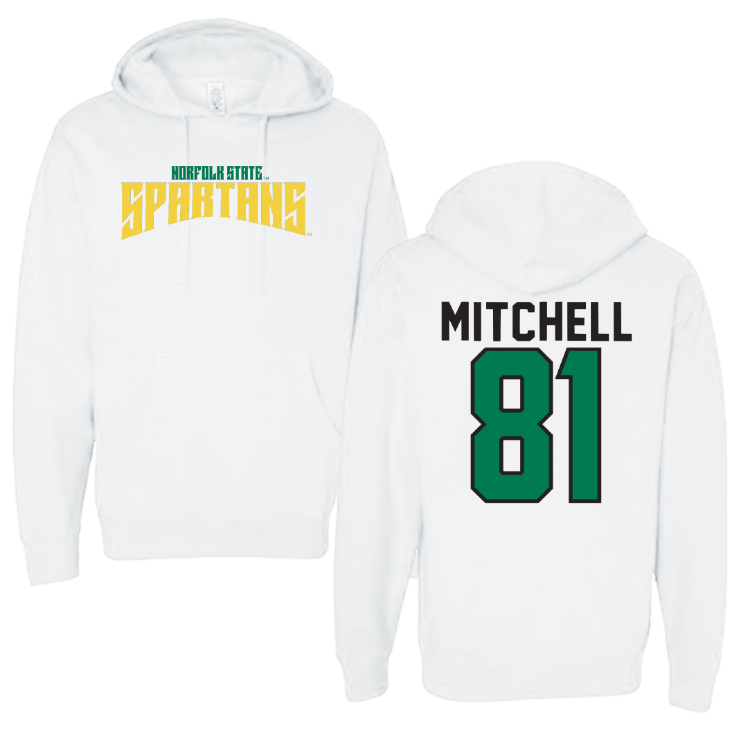 Norfolk State University Football White Classic Hoodie - #81 Elyjah Mitchell