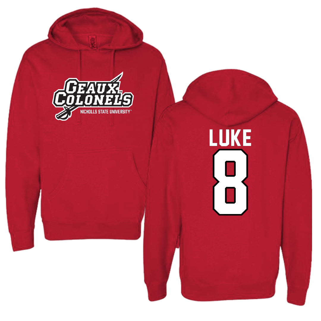 Nicholls State University Baseball Red General Hoodie - #8 Haden Luke