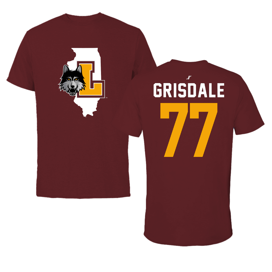 Loyola University-Chicago Soccer Maroon State Tee - #77 Faith Grisdale