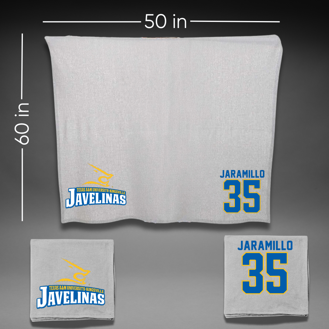 Texas A&M University-Kingsville Football Gray Javelinas Blanket - #35 Luis Jaramillo