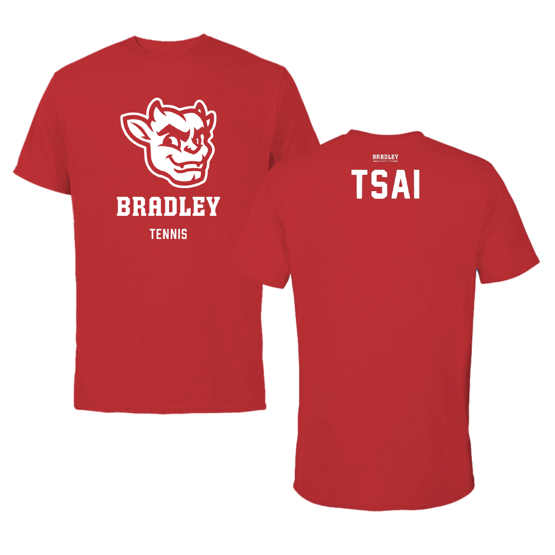 Bradley University Tennis Red Mascot Performance Tee - Compassion Tsai