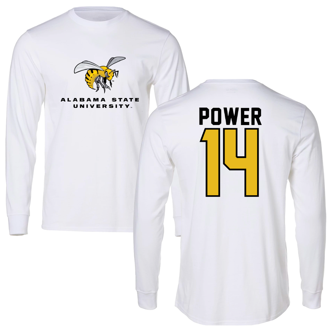 Alabama State University Baseball White Block Long Sleeve - #14 Trey Power