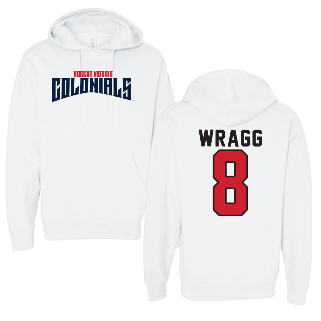 Robert Morris University Lacrosse White Classic Hoodie - #8 Dylan Wragg