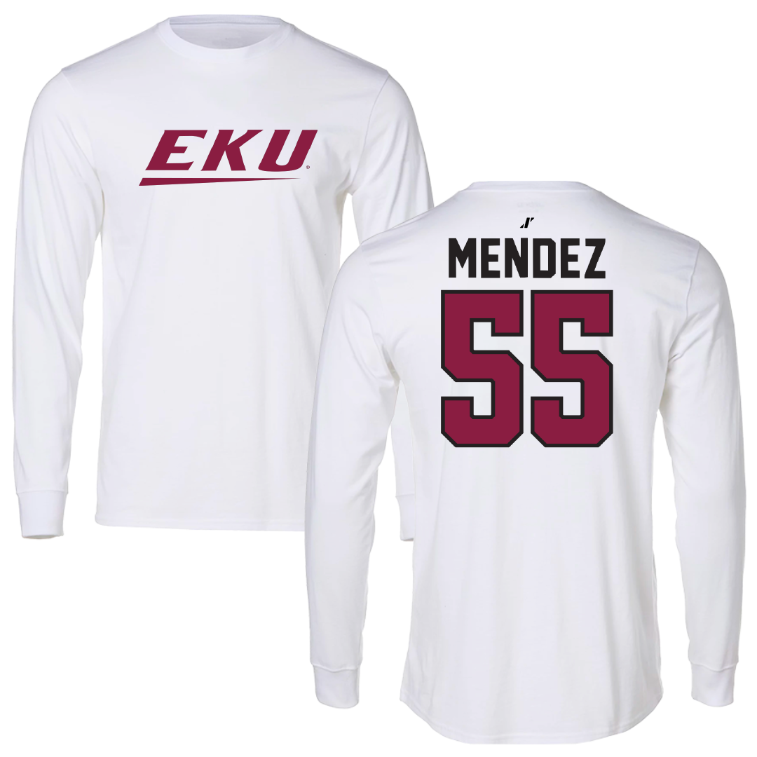 Eastern Kentucky University Baseball White Long Sleeve - #55 Nazir Mendez