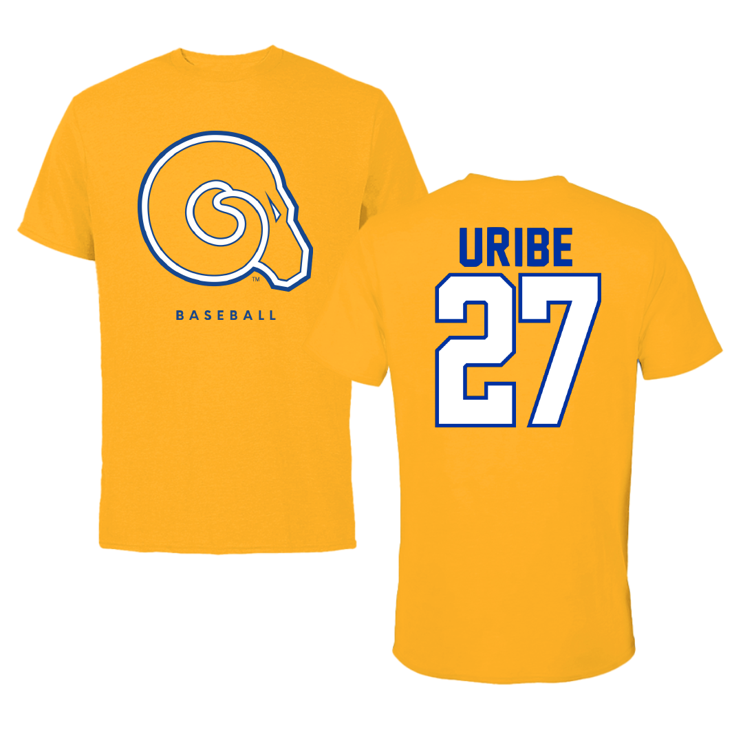 Albany State University Baseball Gold Tee - #27 Mylon Uribe