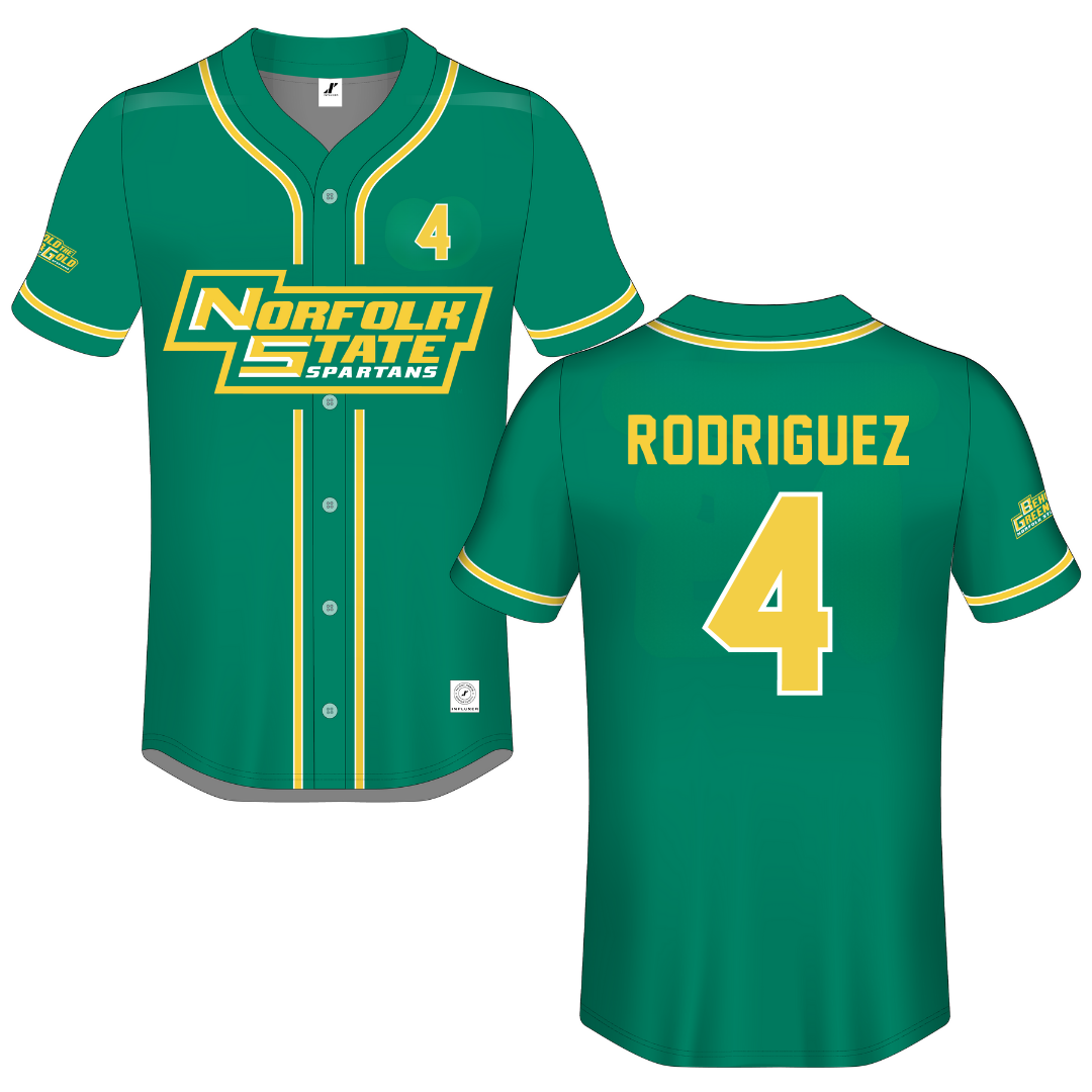 Norfolk State University Green Button-Down Jersey - #4 Raphael Rodriguez