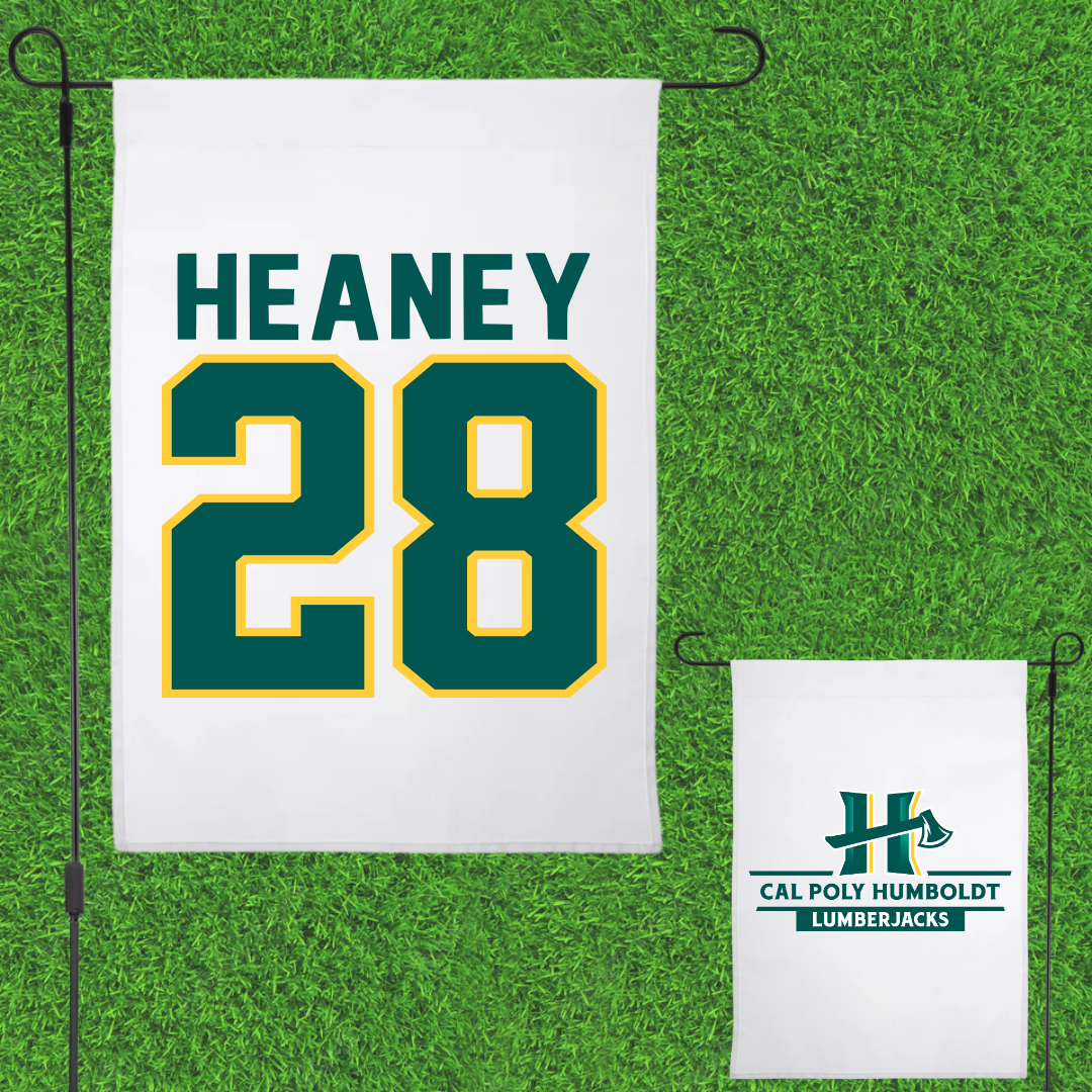 Cal Poly Humboldt Soccer White Garden Flag - #28 Payton Heaney