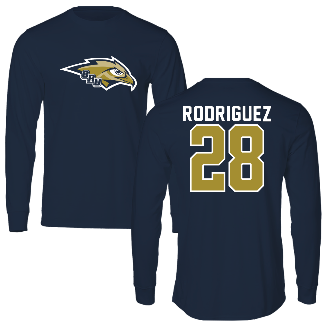 Oral Roberts University Soccer Navy Performance Long Sleeve - #28 Luci Rodriguez