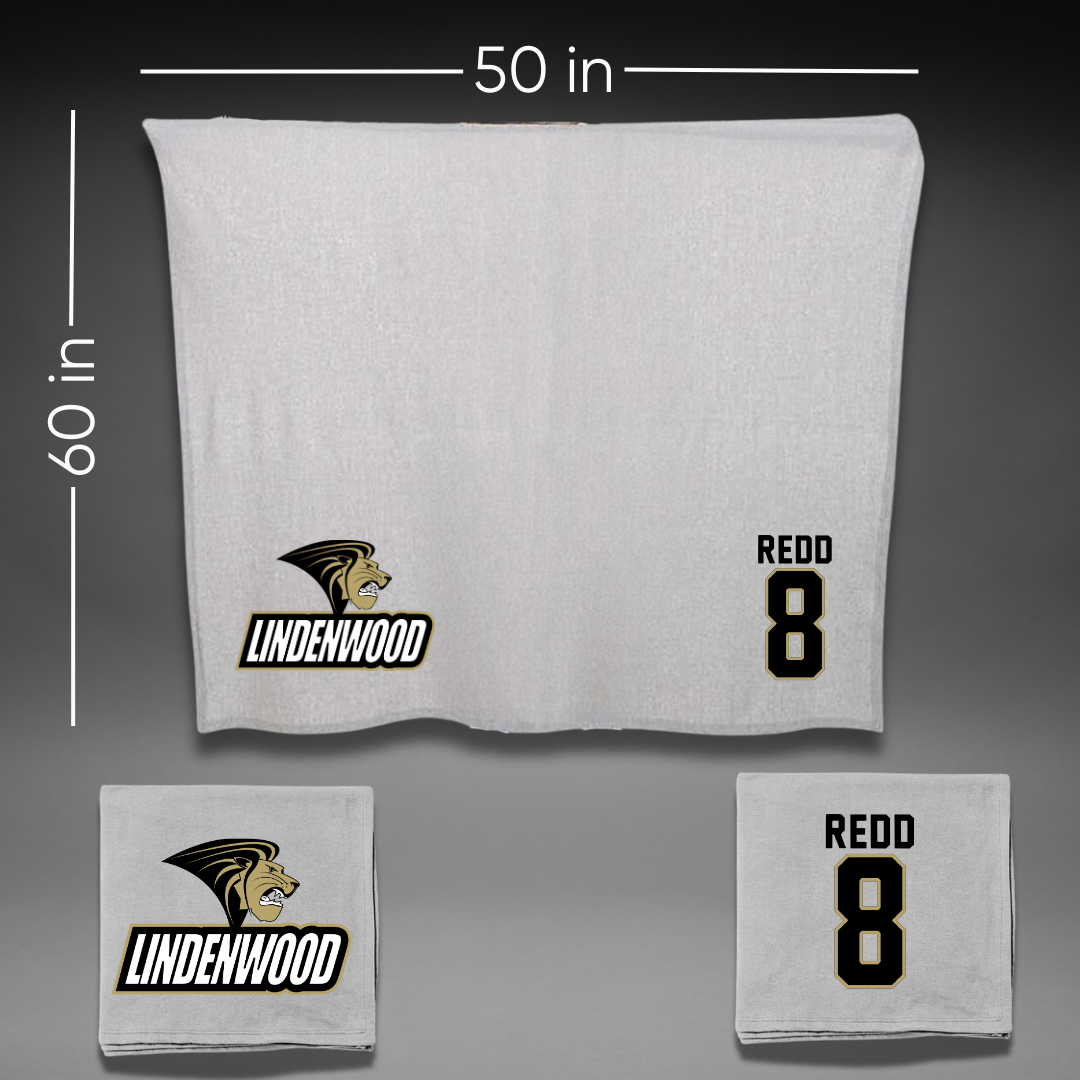 Lindenwood University Basketball Gray Blanket - #8 Grant Redd