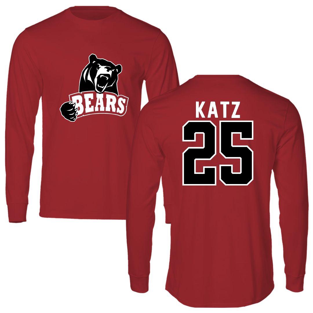 Lenoir-Rhyne University Football Canvas Red Long Sleeve - #25 Baker Katz
