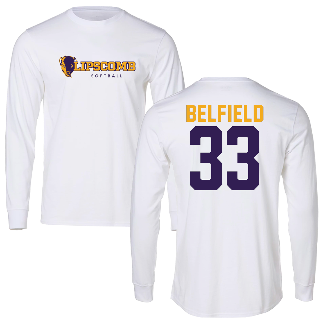 Lipscomb University Softball White Performance Long Sleeve - #33 Kaylyn Belfield