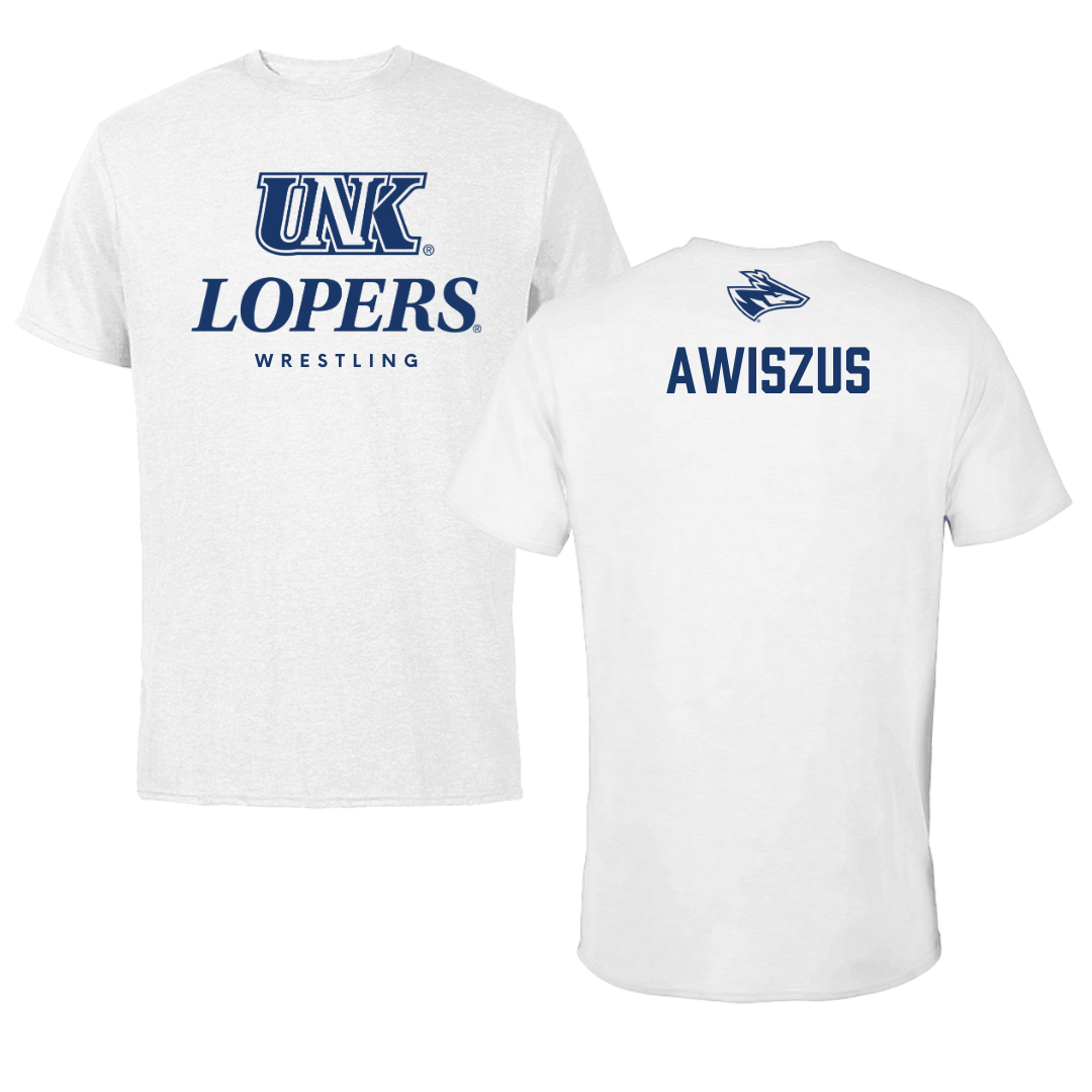 University of Nebraska at Kearney Wrestling White Performance Tee - Jacob Awiszus