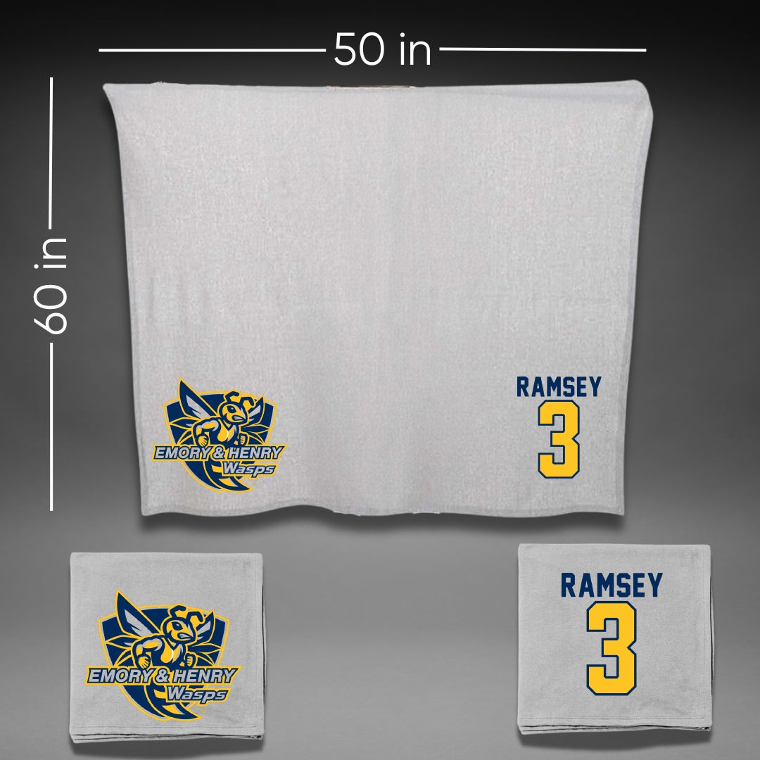 Emory & Henry College Basketball Gray Blanket - #3 Lyndie Ramsey