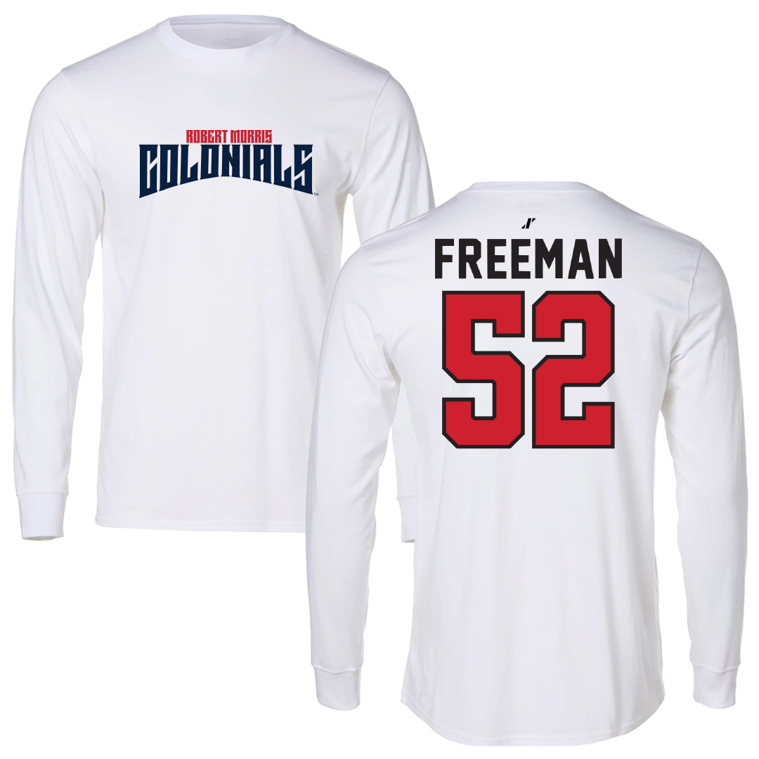 Robert Morris University Football White Classic Performance Long Sleeve - #52 Keon Freeman