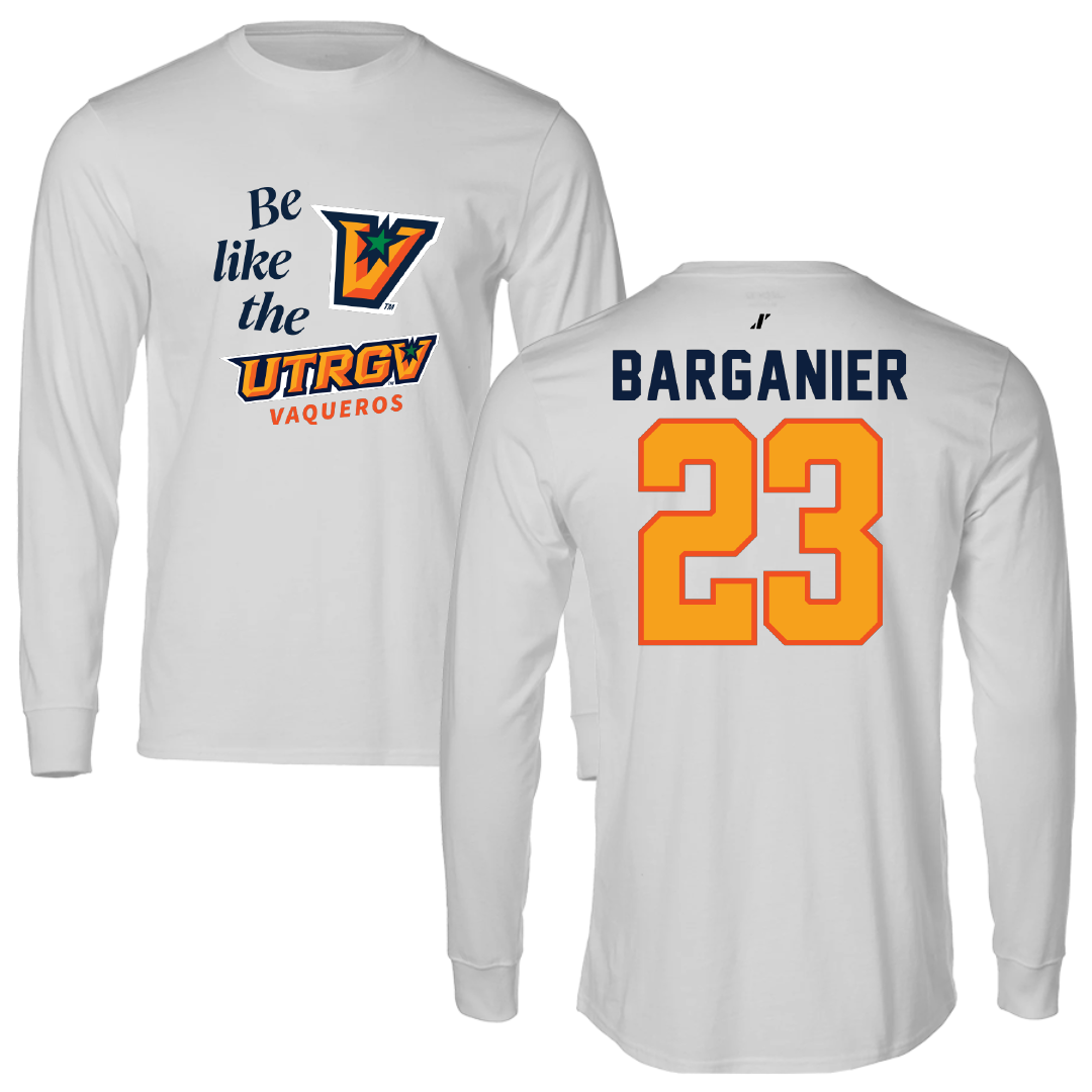 The University of Texas Rio Grande Valley Basketball Light Gray Be Like Us Performance Long Sleeve - #23 Isaiah Barganier