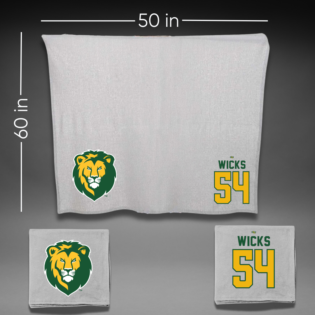 Southeastern Louisiana University Football Gray Blanket - #54 Brockhim Wicks