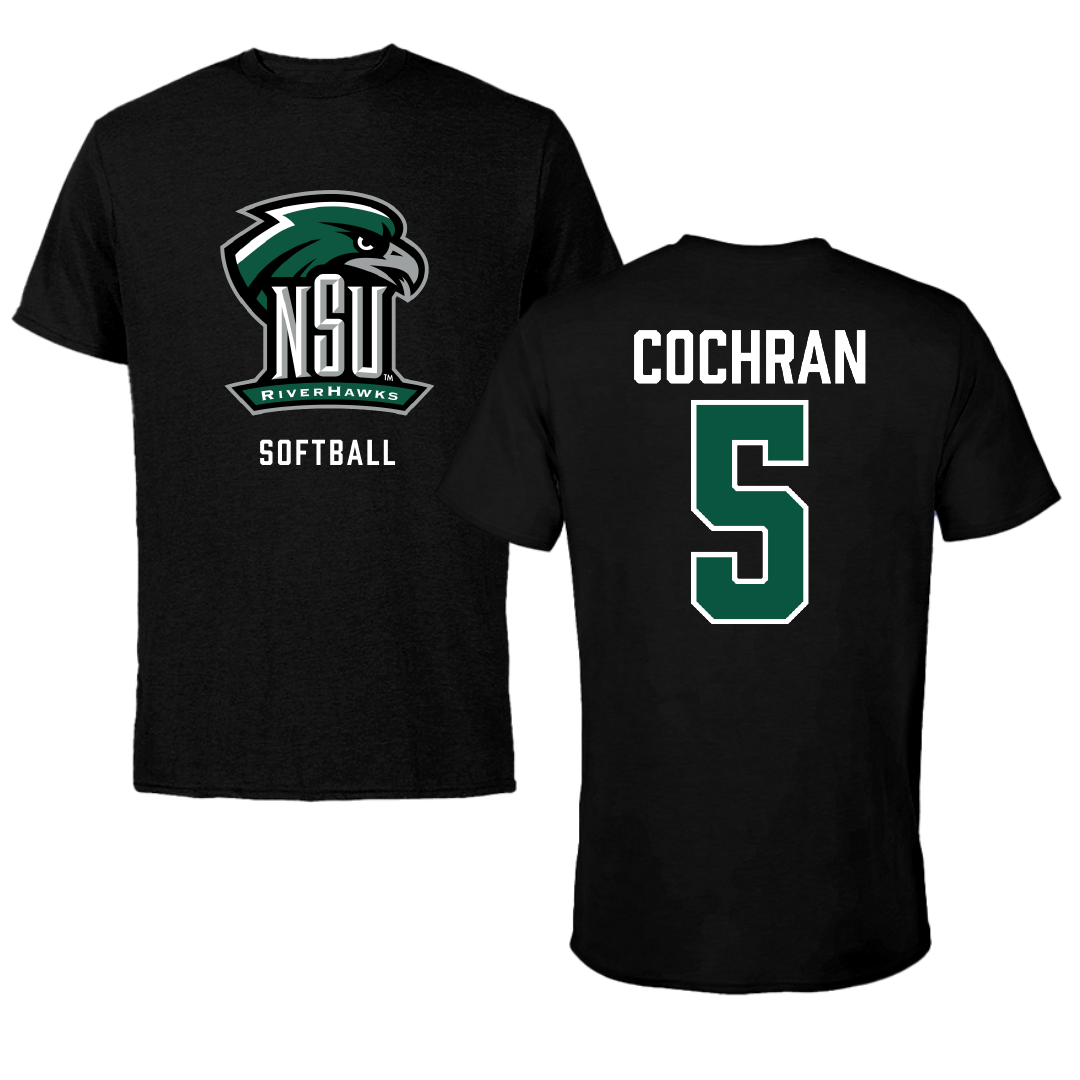 Northeastern State University Softball Black NSU Tee - #5 Charlea Cochran