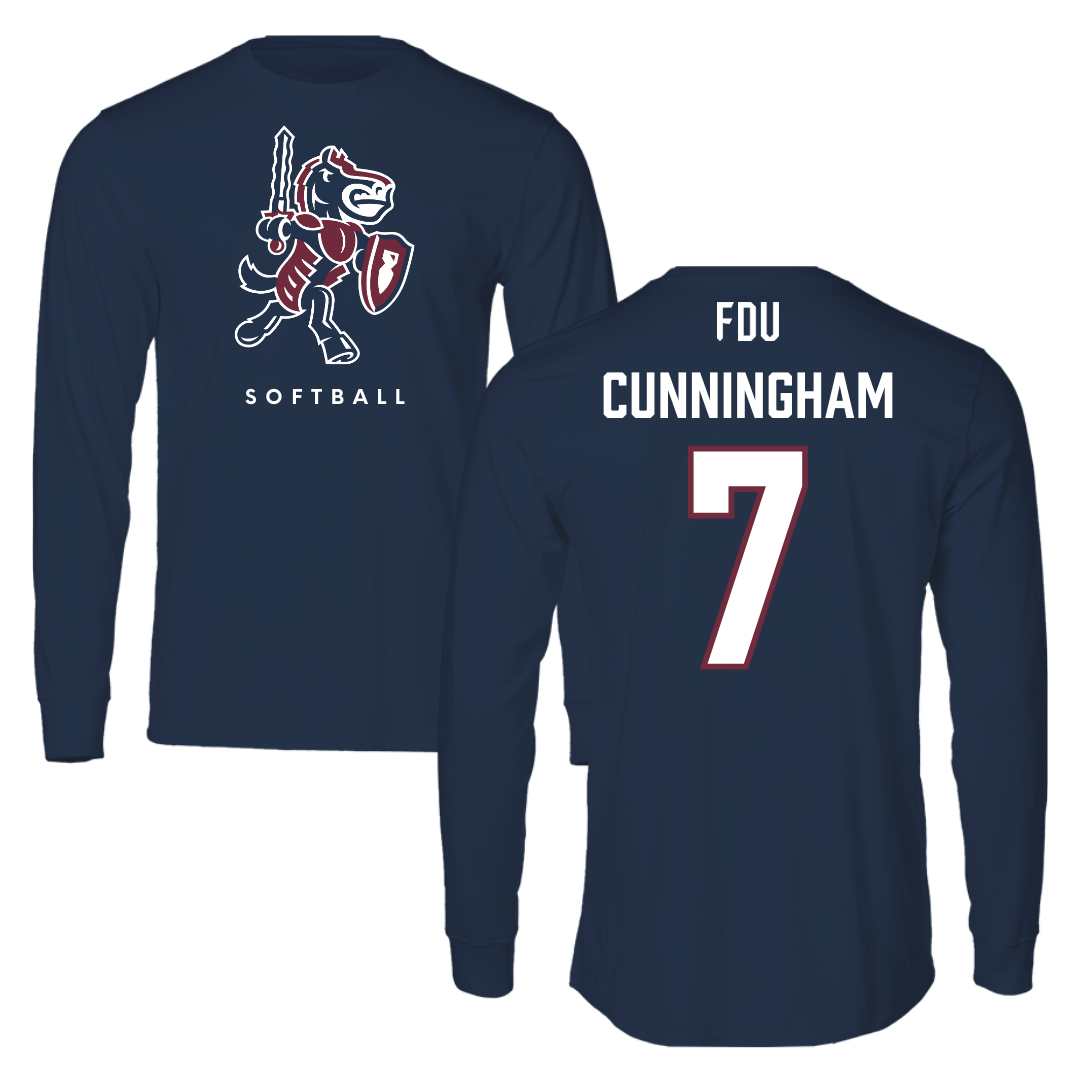 Fairleigh Dickinson University-Metropolitan Campus Softball Navy Long Sleeve - #7 Riley Cunningham