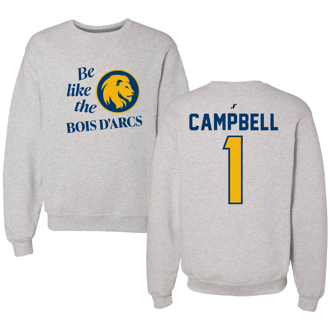 East Texas A&M University Volleyball Light Gray Be Like Us Crewneck - #1 Gracie Campbell