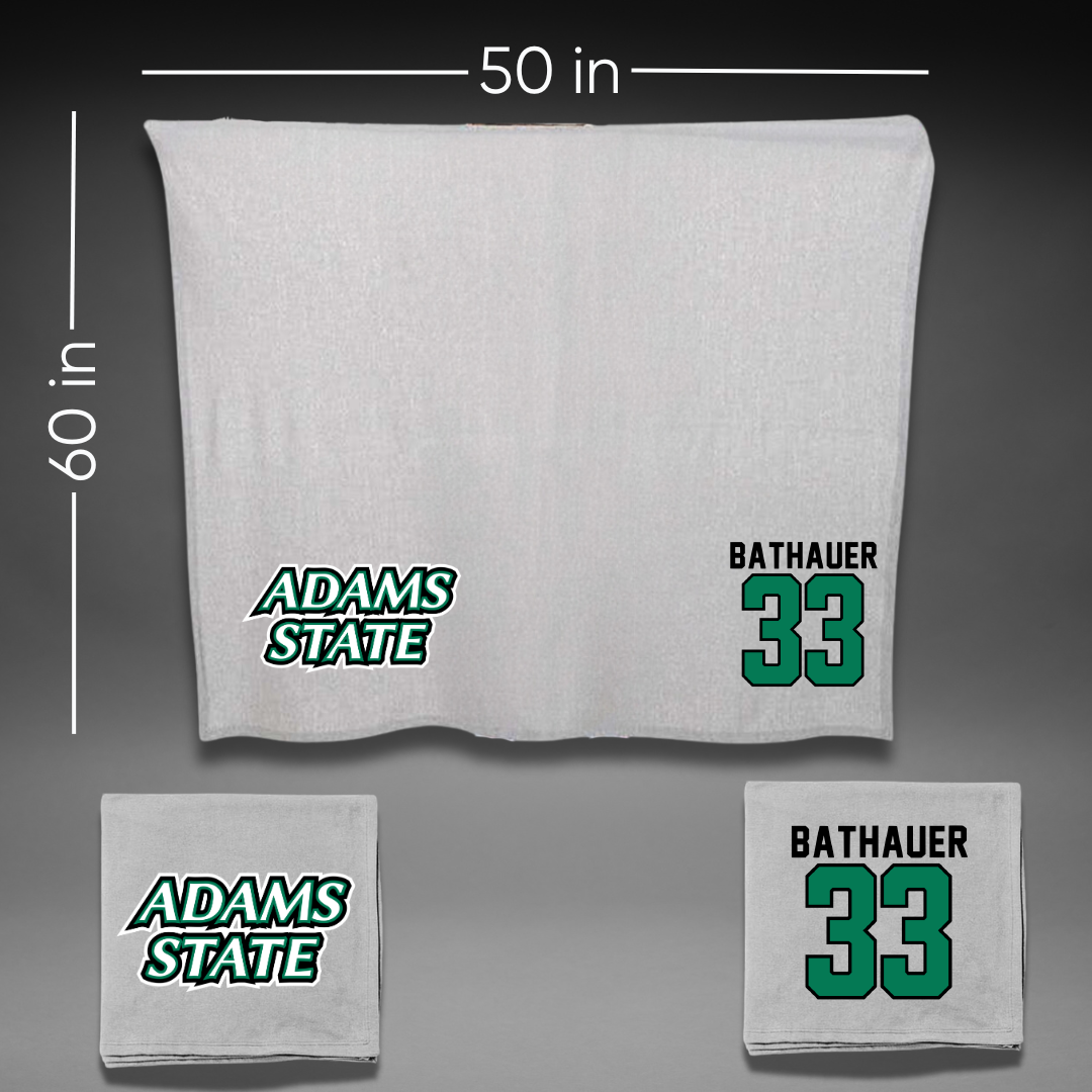 Adams State University Baseball Gray Blanket - #33 Matt Bathauer