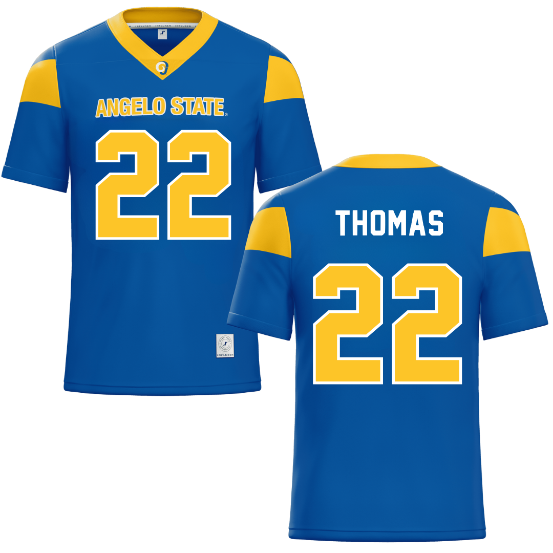 Angelo State University Blue Football Jersey - #22 Donovan Thomas