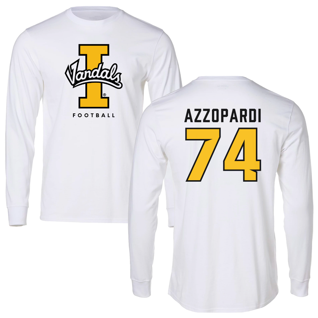 University of Idaho Football White Vandals Performance Long Sleeve - #74 Nate Azzopardi