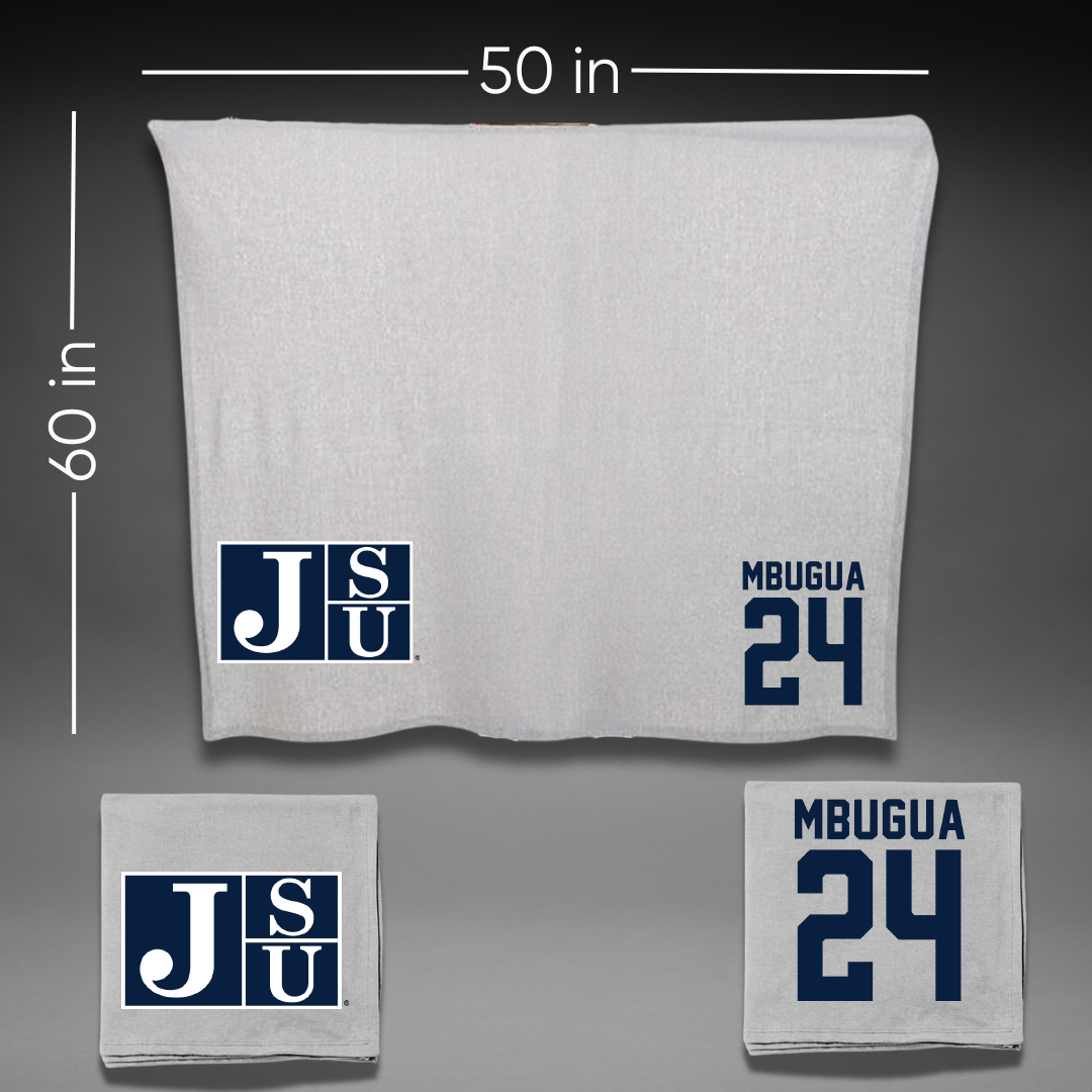 Jackson State University Basketball Gray Blanket - #24 Ruthie Mbugua